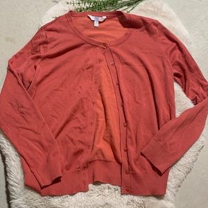 Time and Tru M 8/10 Cardigan Sweater Salmon
